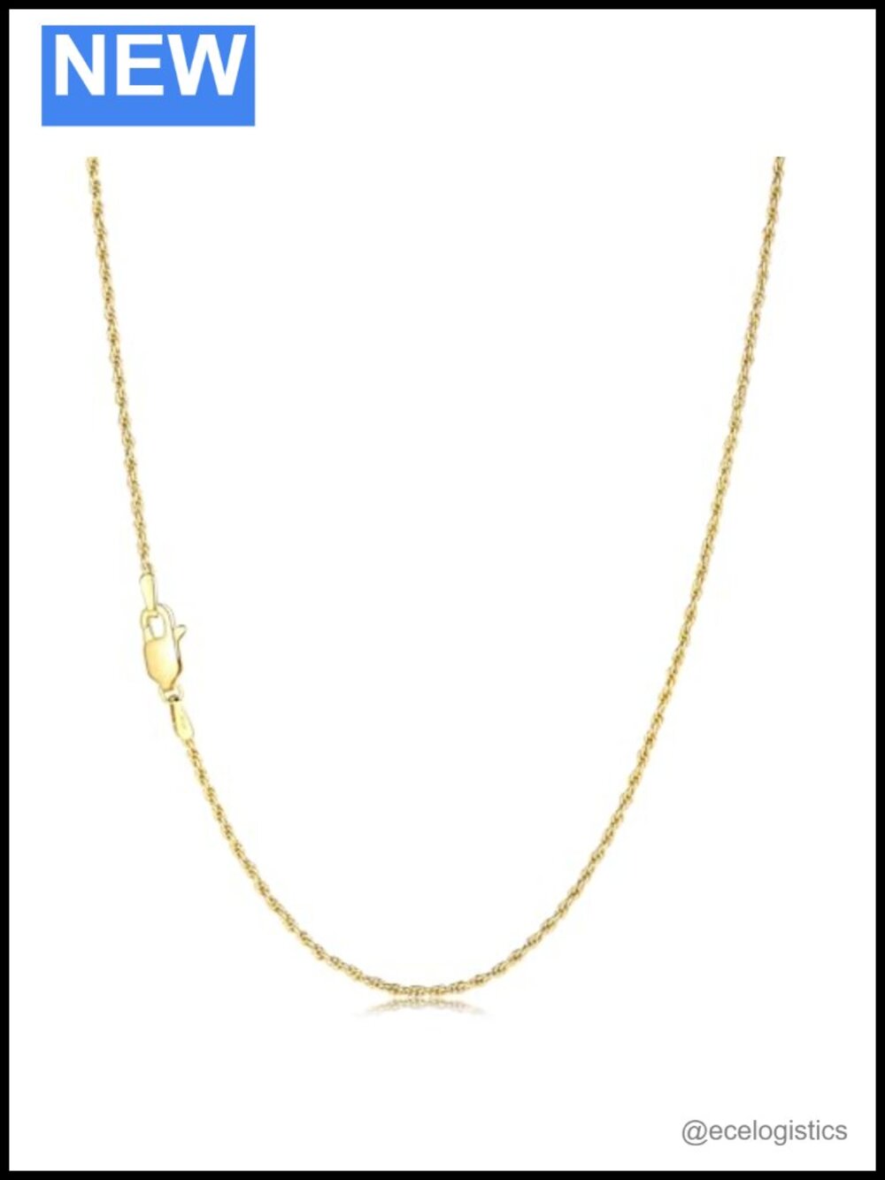 14K Gold Filled Rope Chain Necklace 1.5mm Twisted Link 16 Inch Unisex